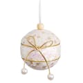 Miniatyrbild 1 av 2: Julgranskulor Vit Gyllene Polyfoam Tyg Lasso 8 x 8 x 8 cm (4 antal)