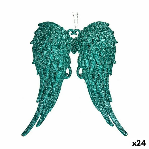 Julgranskula Änglavingar Grön Plast Glitter 13 x 14,5 x 2,5 cm (24 antal)