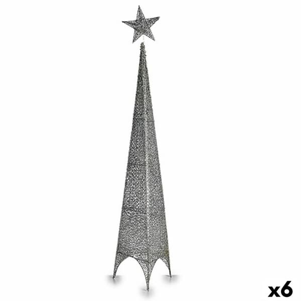 Julgran Krist+ 00157 Silvrig Metall Plast Stjärna Torn 28 x 127 x 28 cm (6 antal)