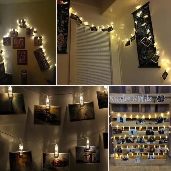 Julljusslingor, 40 LED-ljusslingor för fotoklämmor, 5M Starry Wall Dekor Light, Fotoljus