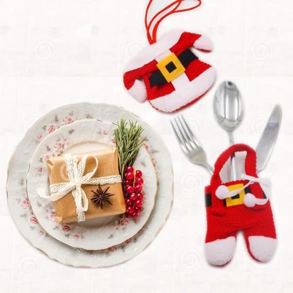 Uppsättning med 8 st Juldekoration Kostym Bestickpåse Knivgaffel Bordsservis Middag Heminredning