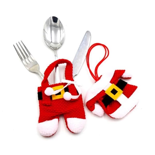 Uppsättning med 8 st Juldekoration Kostym Bestickpåse Knivgaffel Bordsservis Middag Heminredning