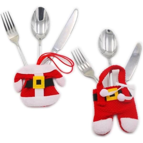 Uppsättning med 8 st Juldekoration Kostym Bestickpåse Knivgaffel Bordsservis Middag Heminredning