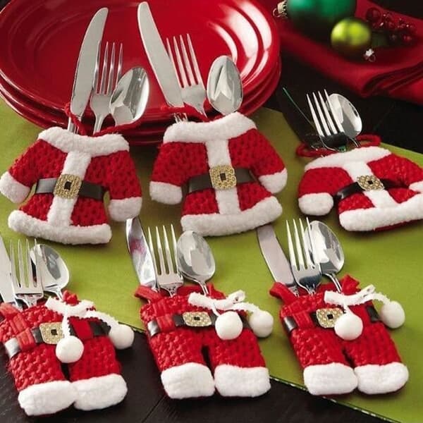 Bestickfickor - Tomte - Juldekoration - 6 st - Polyester - Röd