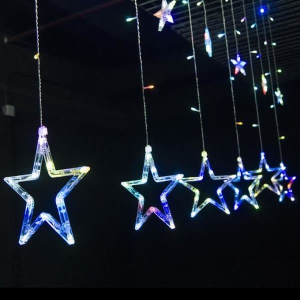 LED-girlang Ljusgardin Stjärna - Dekoration Jul Hem Fest