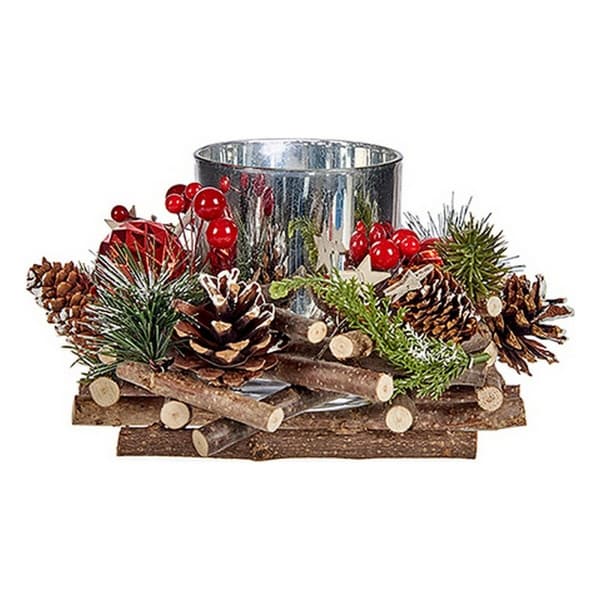 Jul-ljusstake Röd Grön Silvrig Naturell 20 x 11 x 20 cm