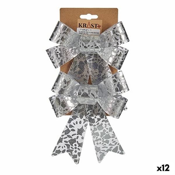 Lasso Krist+ HJ1-12011 Silvrig PVC Tryck 15 x 4 x 16 cm Julgranskula (12 antal)