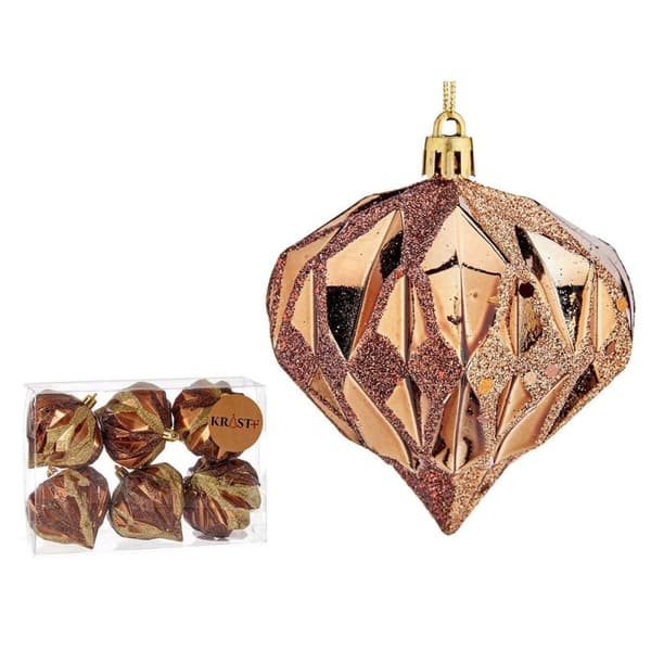 Uppsättning av julkulor Krist+ 00889 Brun Plast Diamant (12 antal)