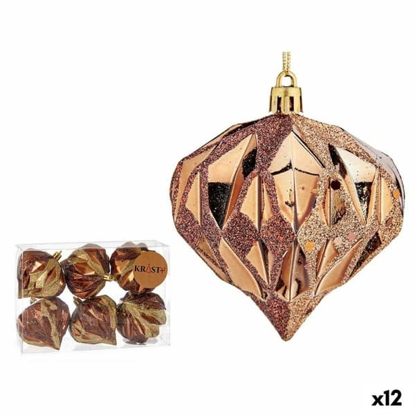 Uppsättning av julkulor Krist+ 00889 Brun Plast Diamant (12 antal)