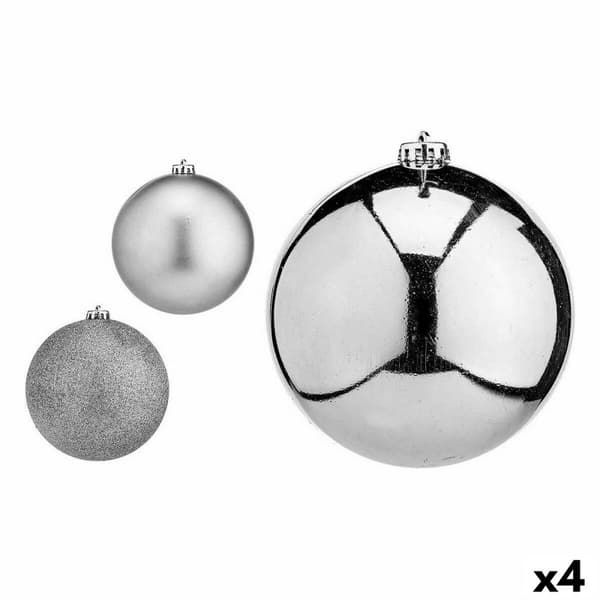 Uppsättning av julkulor Silvrig Plast Ø 15 cm (4 antal)