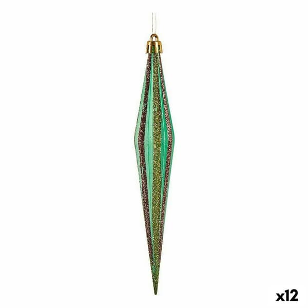 Juldekorationer Krist+ 00901 Grön Gyllene Avlång 3 x 8,5 x 19 cm (12 antal)