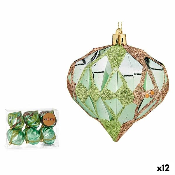 Uppsättning av julkulor Krist+ 00893 Grön Plast Diamant (12 antal)