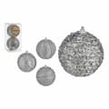 Miniatyrbild 2 av 2: Uppsättning av julkulor Krist+ 01496 Silvrig PVC Ø 10 cm Med relief (12 antal)