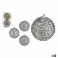 Miniatyrbild 1 av 2: Uppsättning av julkulor Krist+ 01496 Silvrig PVC Ø 10 cm Med relief (12 antal)