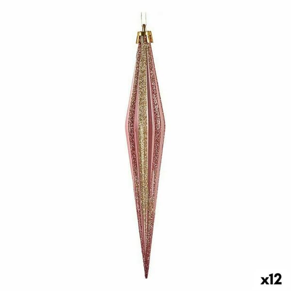 Juldekorationer Krist+ 00902 Rosa Gyllene PVC Avlång 3 x 3 x 18,5 cm (12 antal)