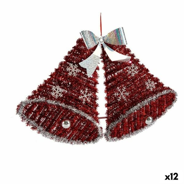 Julgranskula Hängen Köksfläktar Glitter LED Ljus Vit Röd 52 x 31,5 x 7,5 cm (12 antal)
