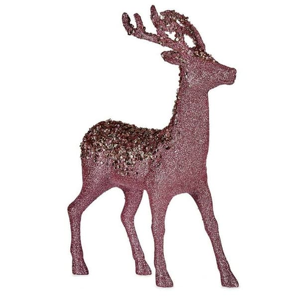 Prydnadsfigur Julrenar Rosa Plast 15 x 45 x 30 cm (8 antal)