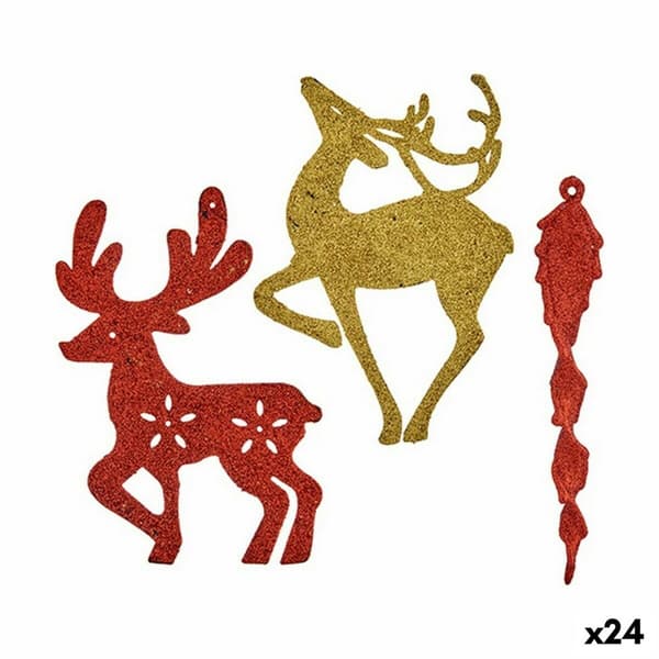 Juldekorationer Krist+ 00510 Röd Gyllene Plast 14,5 x 14,5 x 2 cm (24 antal)