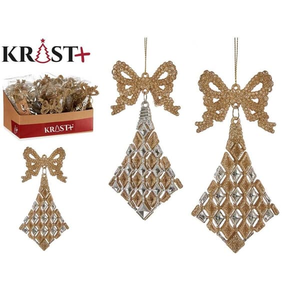 Julgranskula Lasso Romb champagne Plast Glitter 7,5 x 1 x 15,5 cm (24 antal)
