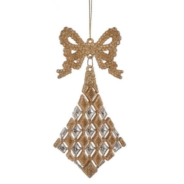 Julgranskula Lasso Romb champagne Plast Glitter 7,5 x 1 x 15,5 cm (24 antal)