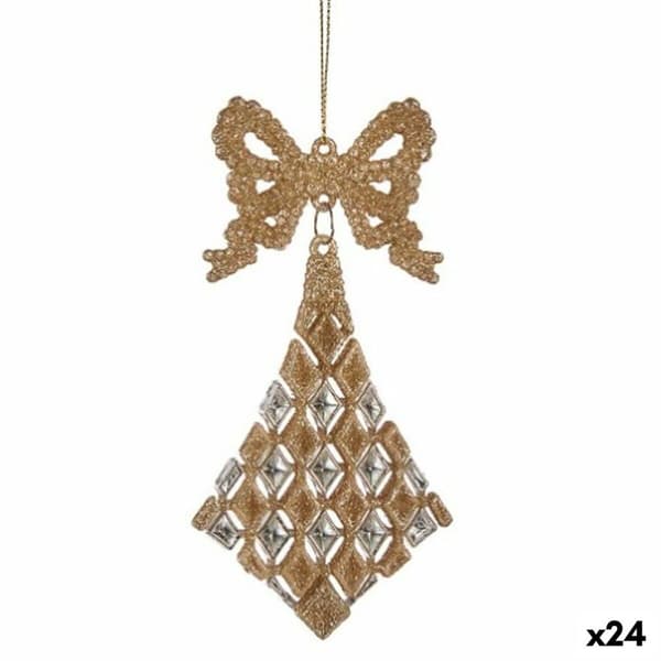 Julgranskula Lasso Romb champagne Plast Glitter 7,5 x 1 x 15,5 cm (24 antal)