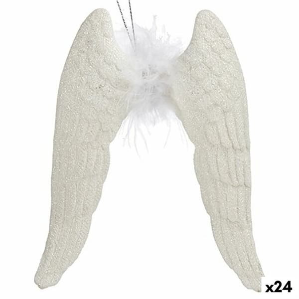 Julgranskula Änglavingar Vit Plast Glitter 12,5 x 15 x 2,5 cm (24 antal)