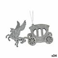 Miniatyrbild 1 av 2: Julgranskula Magisk vagn Silvrig Plast Glitter 15,5 x 8,5 x 4,5 cm (24 antal)