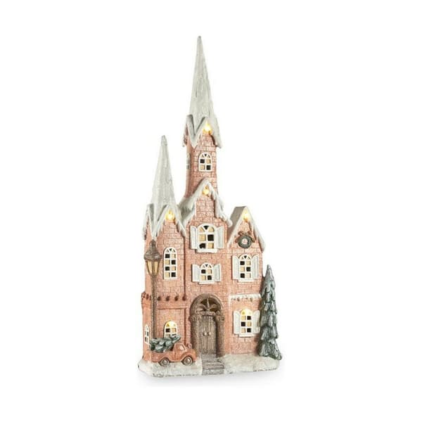 Dekorativ figur Hus Jul LED Lys Pink Musik Hvid Brun Grøn Magnesium 20 x 125 x 55 cm