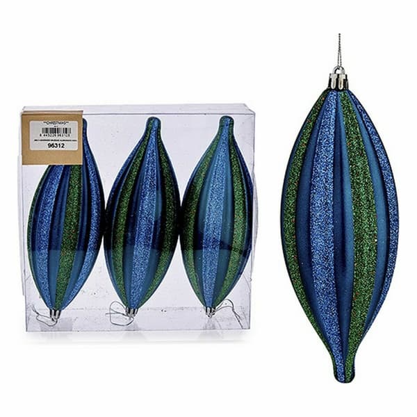 Juledekorationssæt Krist+ 00907 Blå Grøn PVC Strakt 8,5 x 3,5 x 19 cm (12 enheder)