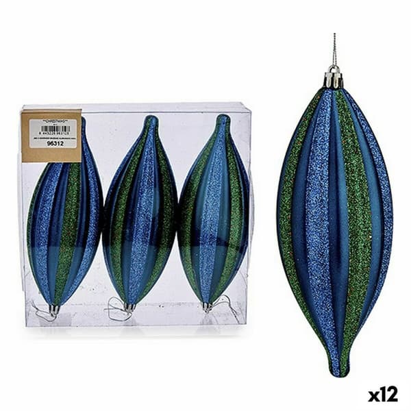 Juledekorationssæt Krist+ 00907 Blå Grøn PVC Strakt 8,5 x 3,5 x 19 cm (12 enheder)