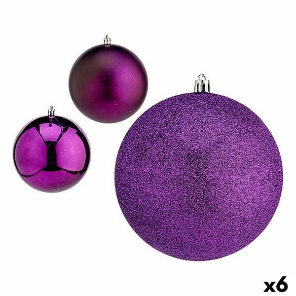 Sæt med julekugler Krist+ 00834 Lilla Plastik Ø 12 cm (6 enheder)