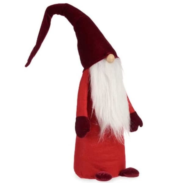 Dekorativ figur Dværg Hvid Rød Polyester Træ Sand 20 x 100 x 25 cm (8 enheder)