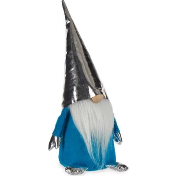 Dekorativ figur Dværg Blå Hvid Sølvfarvet Polyester Træ Sand 12 x 32 x 13 cm (24 enheder)