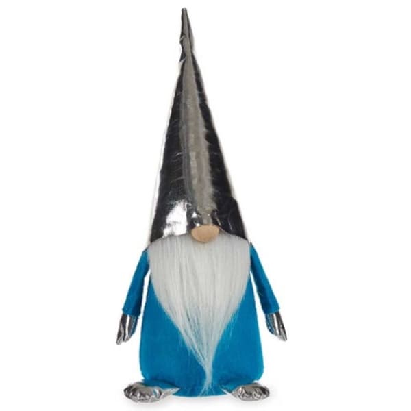 Dekorativ figur Dværg Blå Hvid Sølvfarvet Polyester Træ Sand 12 x 32 x 13 cm (24 enheder)