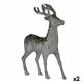 Miniatyrbillede 1 af 2: Dekorativ figur Julerensdyr Sølvfarvet Plastik 15 x 45 x 30 cm (2 enheder)