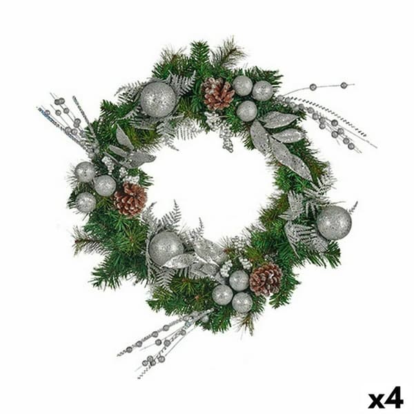 Adventskrans Krist+ K1912698-1 Grøn Sølvfarvet 60 x 13 x 60 cm (4 enheder)