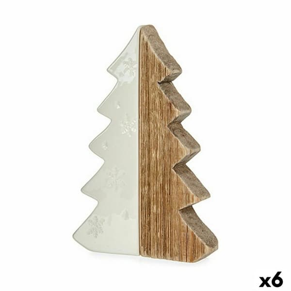 Dekorativ figur Krist+ 20A154-21 Hvid Natur Juletræ 3 x 21 x 14 cm (6 enheder)