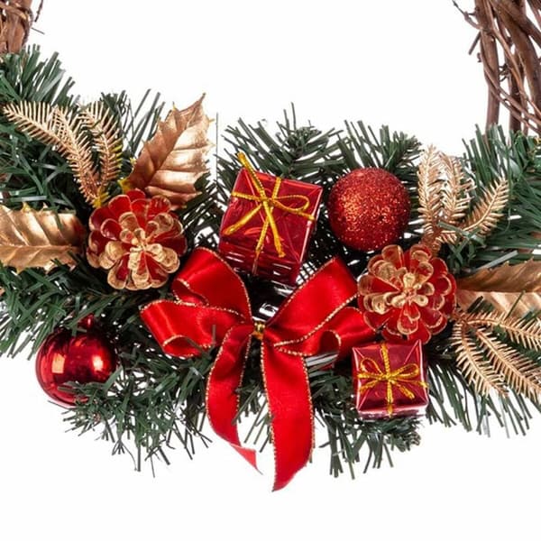 Adventskrans Spanskrør Rød Multifarvet PVC 20 x 20 x 10 cm