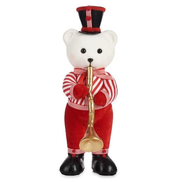 Dekorativ figur Bjørn Trompet Hvid Sort Rød polystyren 15 x 46 x 25 cm (2 enheder)
