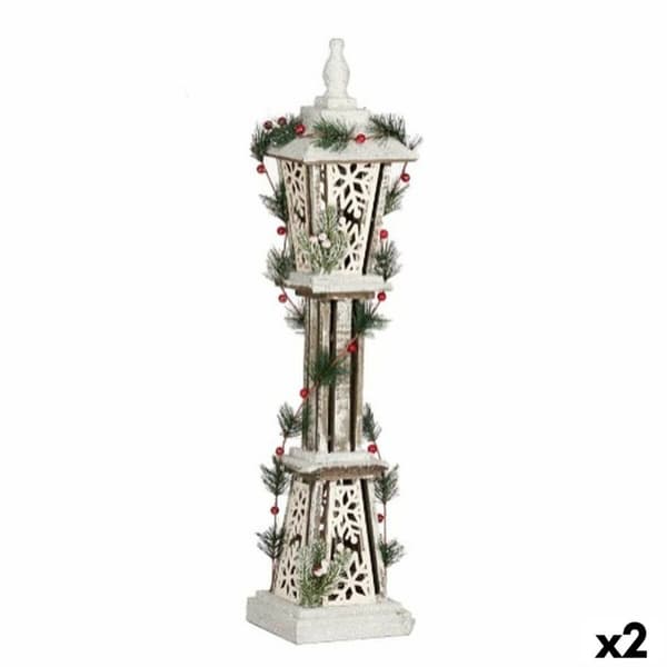 Gadelampe Hvid Brun Træ Plastik 18 x 80 x 18 cm (2 enheder)