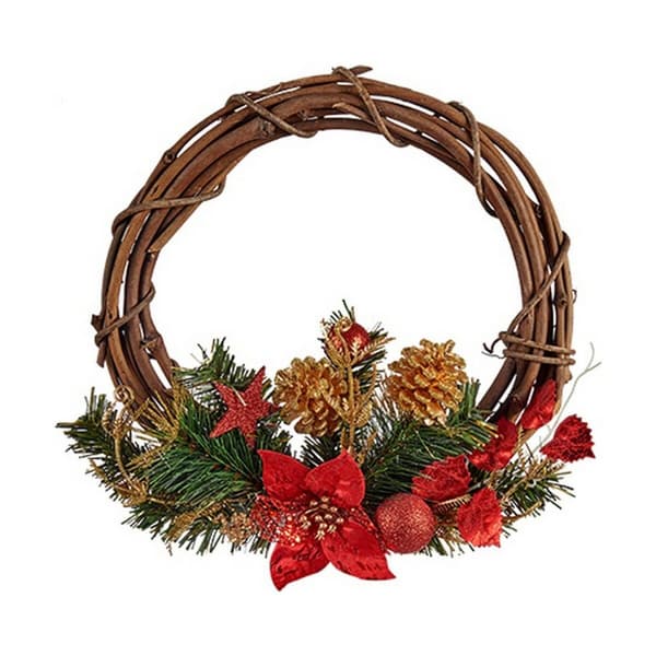 Adventkranse 30,48 cm Rød Tre Grønn Plast