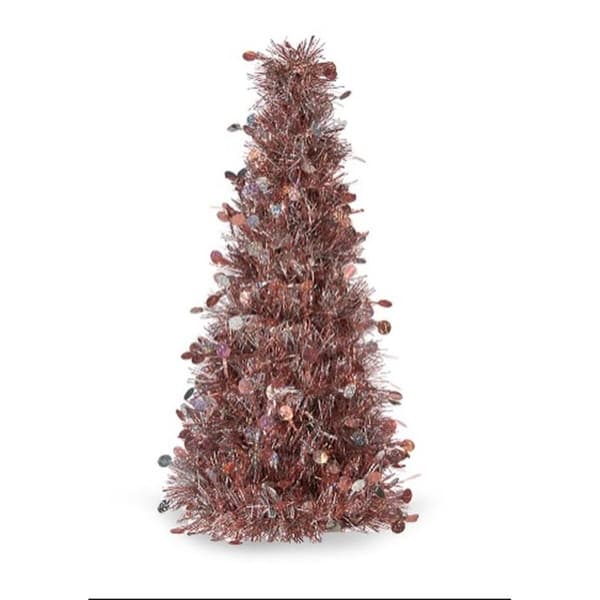 Dekorativ Figur Juletre Tinsel Hvit Rosa polypropylen PET 18 x 31 x 18 cm (48 enheter)