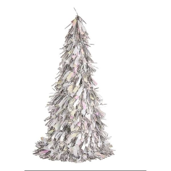 Dekorativ Figur Juletre Tinsel Sølv polypropylen PET 24 x 46 x 24 cm (24 enheter)