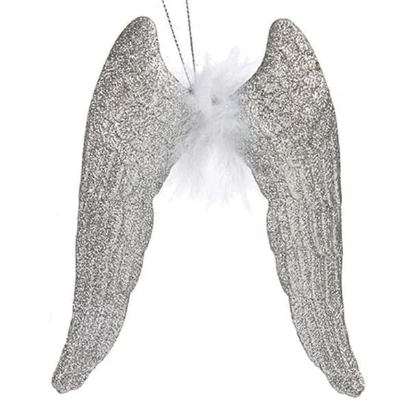 Julekule Englevinger Sølv Plast Glitter 12,5 x 15 x 2,5 cm (24 enheter)