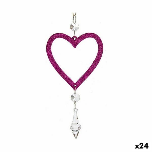 Julekule Fuksia Plast Glitter 9 x 16 x 2 cm (24 enheter)