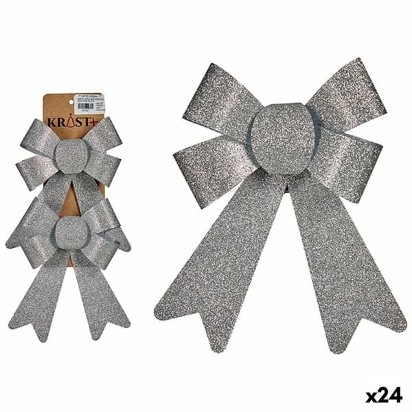 Juldekorasjonssett Krist+ 65547 Sølv PVC 15 x 2 x 18 cm Lasso (24 enheter)