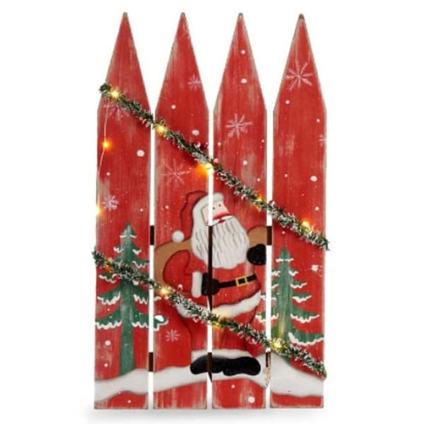 Riippuva koriste Kyltti Joulupukki LED Valo Punainen Muovinen Puu MDF 34,7 x 4 x 60 cm (6 osaa)