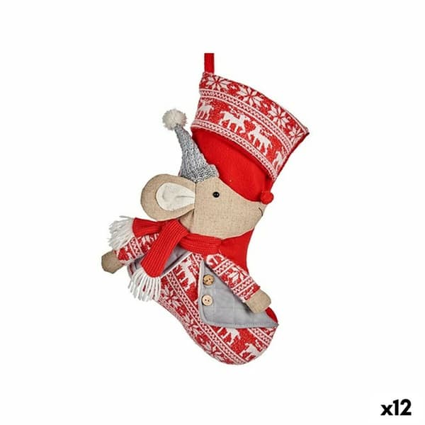 Joulukuusenpallo Joulusukka Hiiri Harmaa Polyesteri 31 x 5 x 48 cm (12 osaa)