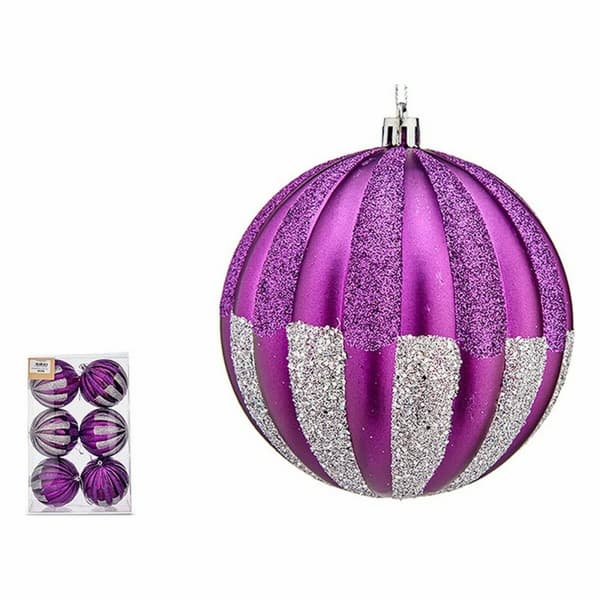 Joulupallosetti Krist+ 00858 Purppura Hopeinen PVC 10 cm (6 osaa)