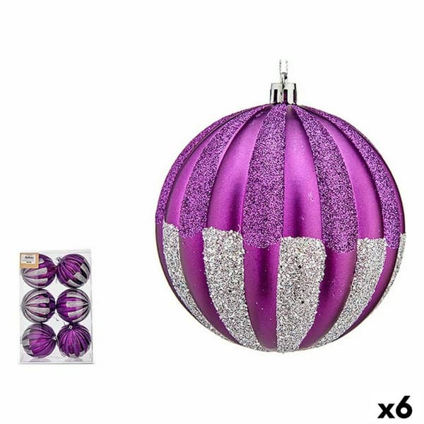 Joulupallosetti Krist+ 00858 Purppura Hopeinen PVC 10 cm (6 osaa)